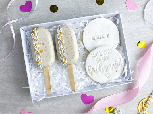 Bridesmaid Proposal Cakesicle and Biscuit Treat Box