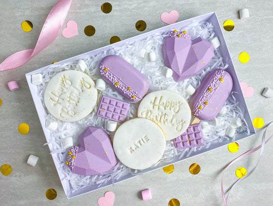 Large Lilac Birthday Cakesicle Treat Box for her