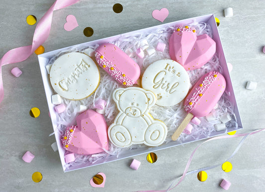 Baby Girl Cakesicle and Biscuit Treat Box