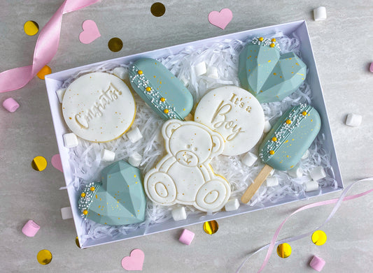 Baby Boy Cakesicle and Biscuit Treat Box