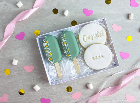 Congratulations Cakesicle and Biscuit Treat Gift Box