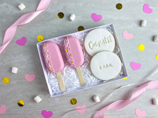 Congratulations Cakesicle and Biscuit Treat Gift Box